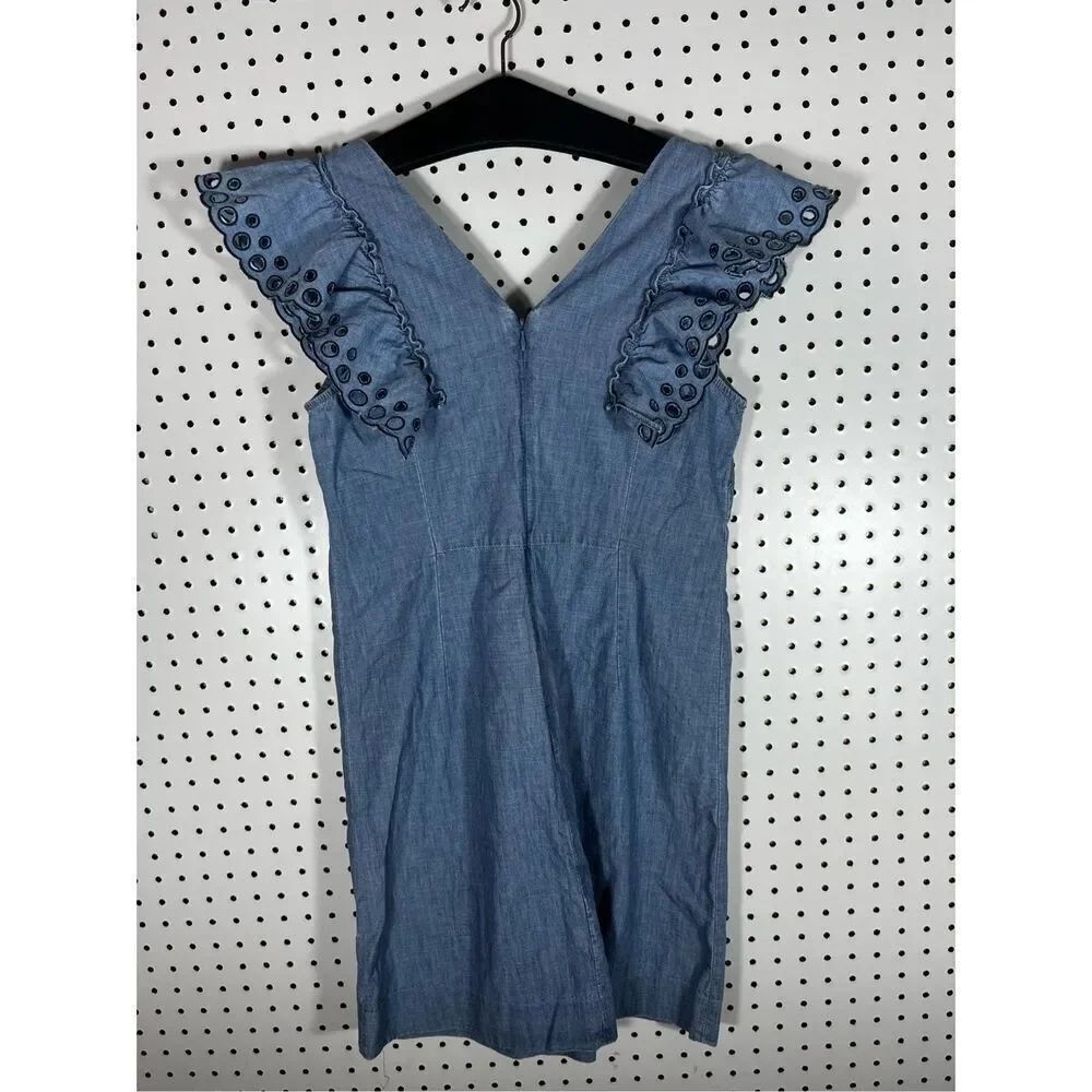 J.Crew chambray ruffle denim dress size 4